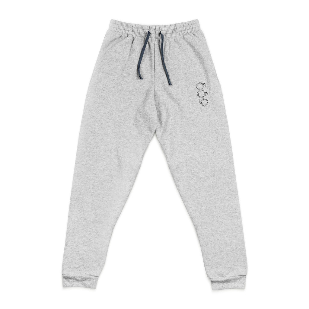 Embroidered Minimalist Joggers — Small Floral Script Accent