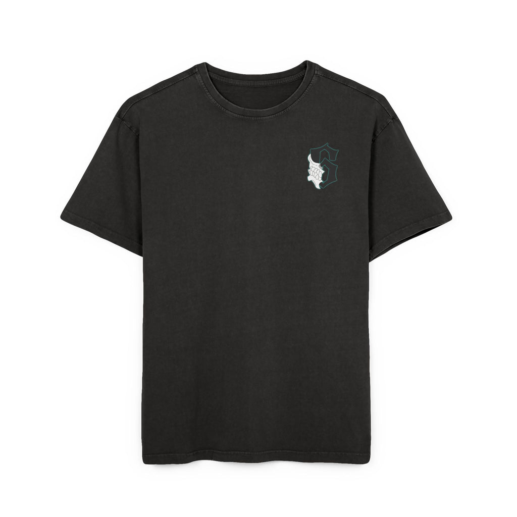 Espada No.6 Vintage Acid-Wash Tee with Small Distressed Crest