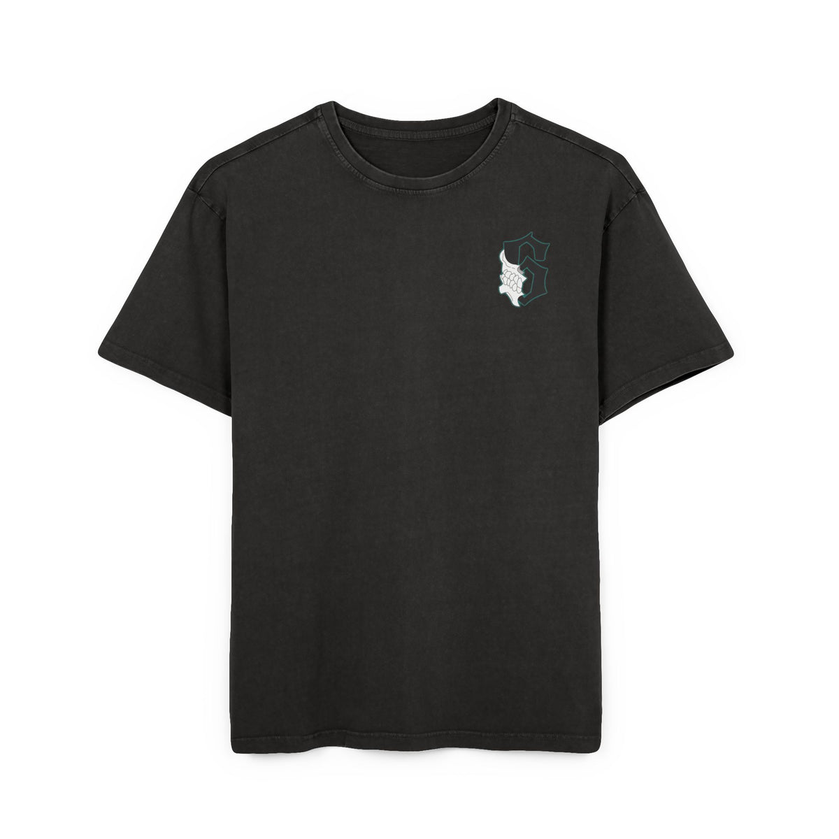 Espada No.6 Vintage Acid-Wash Tee with Small Distressed Crest