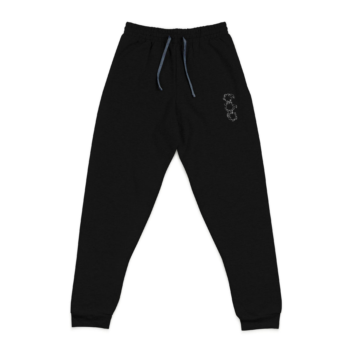 Embroidered Minimalist Joggers — Small Floral Script Accent