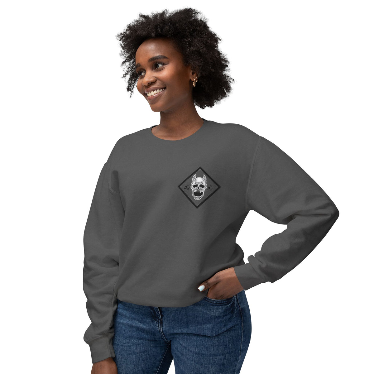 Killer Queen Crewneck Sweatshirt — Minimal Gothic Chest Graphic