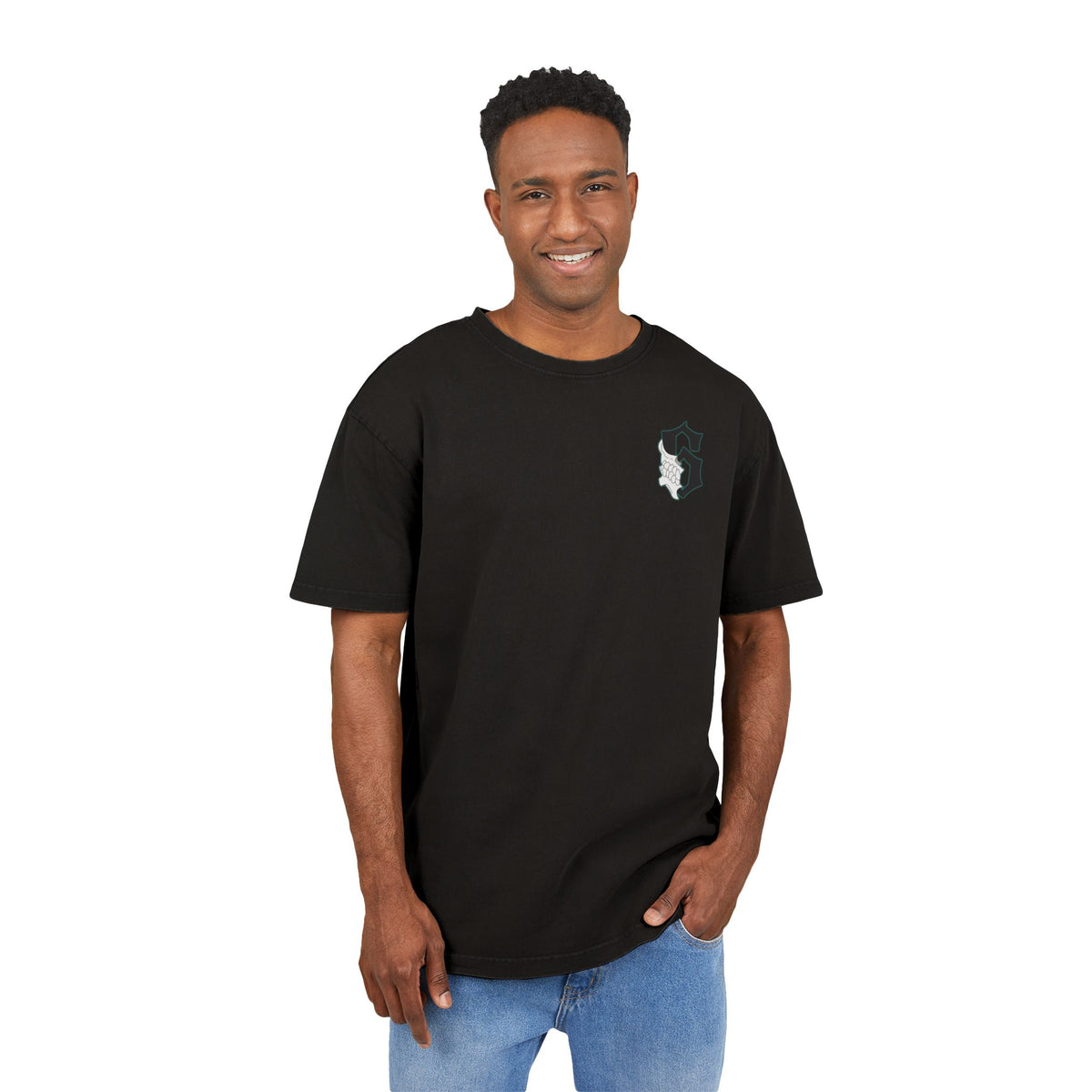 Espada No.6 Vintage Acid-Wash Tee with Small Distressed Crest